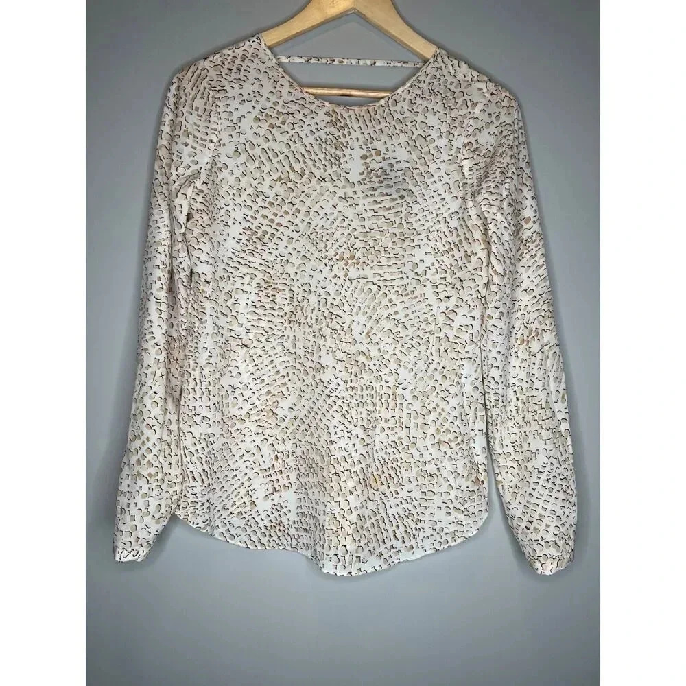 White House black market 100% silk long sleeve pullover blouse top size 2 SMALL
